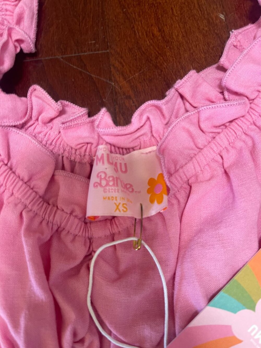 Show Me Your Mumu x Barbie Nikki Mini Dress Pink Linen Blend XS NWT - Picture 9 of 10